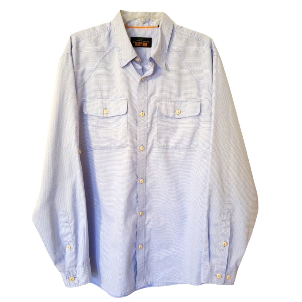 Orvis Trout Bum men's blue outdoorsman button up long sleeve or button up.